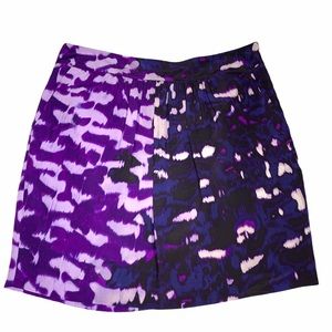 Kenneth Cole Tie Dyed Abstract Spotted Silk Mini Skirt Amethyst Boho Summer Y2K